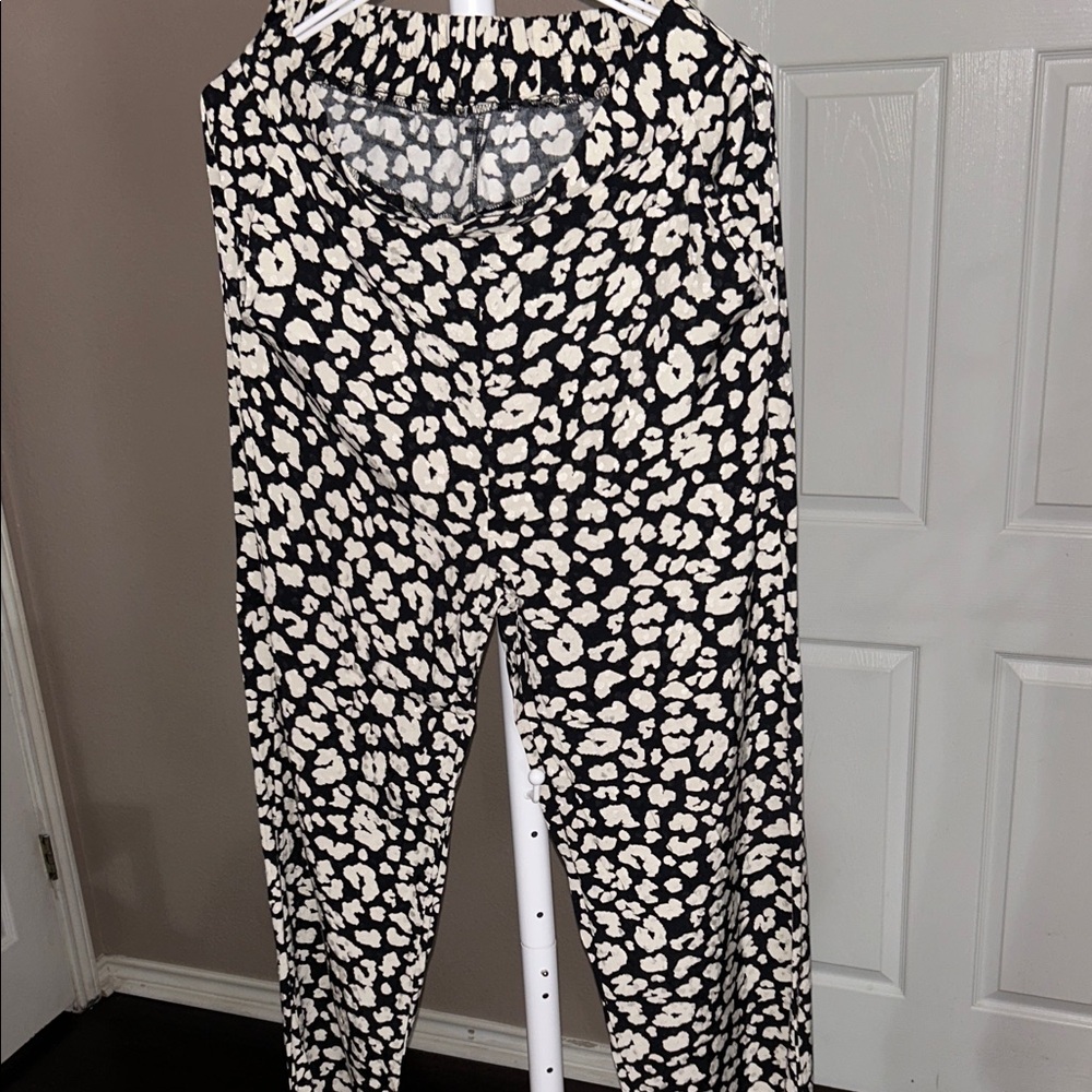 Black and White Patterned Straight Leg Pants